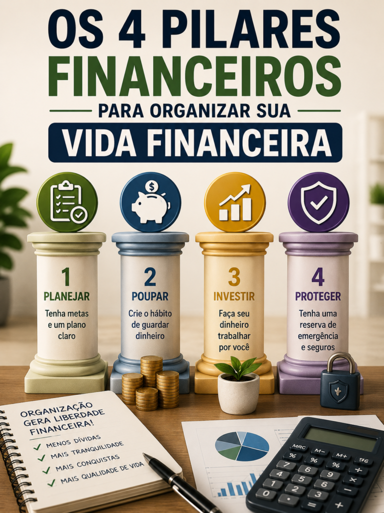 Os 4 pilares financeiros para organizar sua vida financeira